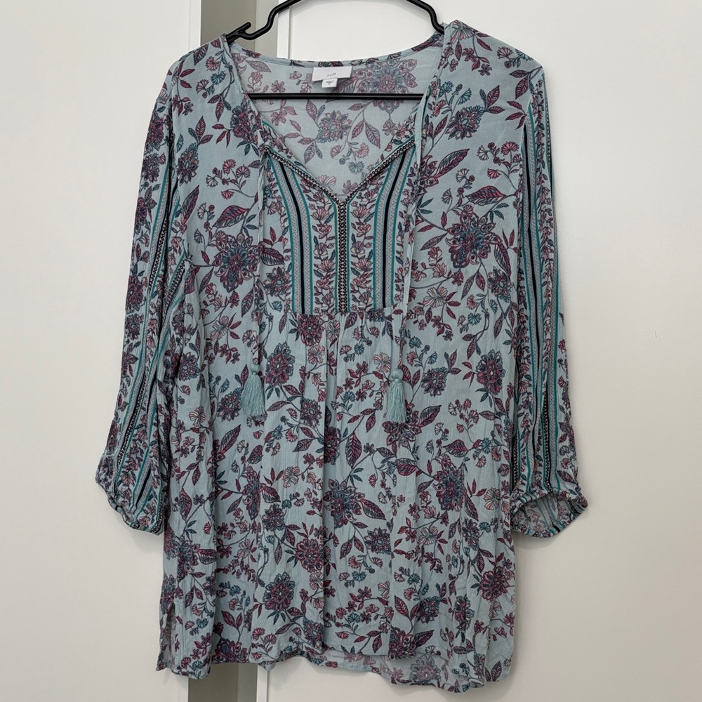 J. Jill Teal and Purple Floral Tunic
